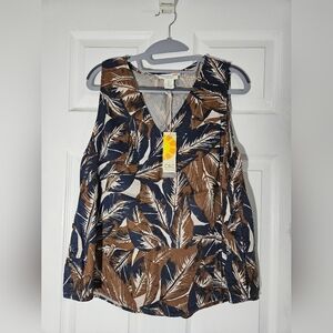 C&C California Brown and White Sleeveless Tank Top